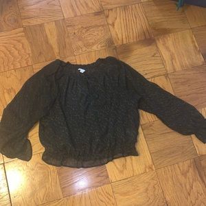 American eagle leopard blouse, key hole with tie neck detail